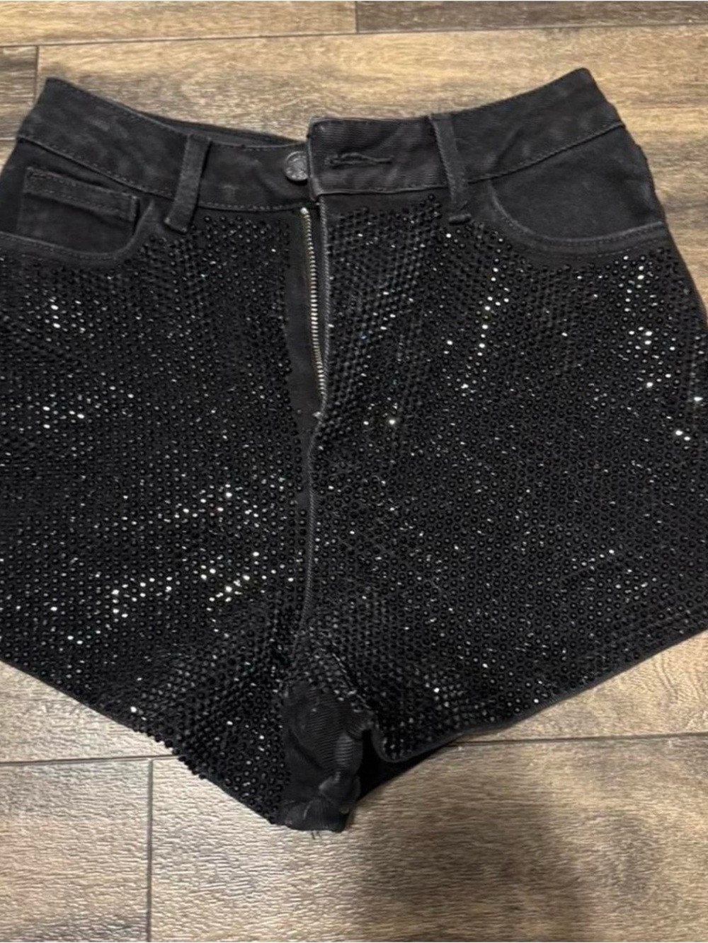 High-Waist Black Sequin Women’s Shorts